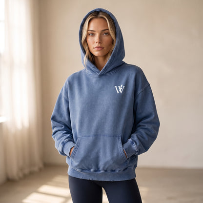Snow Wash Hand-Frayed Heavyweight  Hoodie