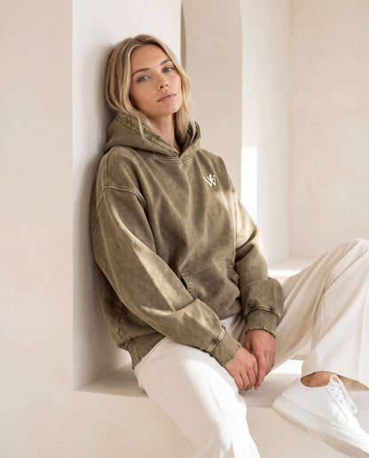 Snow Wash Hand-Frayed Heavyweight  Hoodie