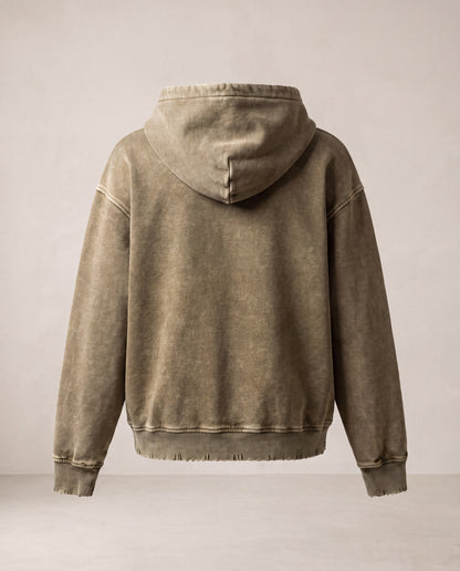 Snow Wash Hand-Frayed Heavyweight  Hoodie
