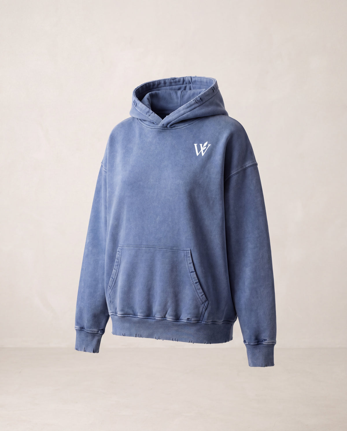 Snow Wash Hand-Frayed Heavyweight  Hoodie