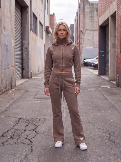 Vintage Washed Cropped Fleece Hoodie