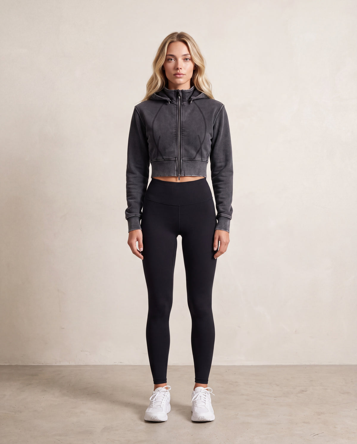 Vintage Washed Cropped Fleece Hoodie
