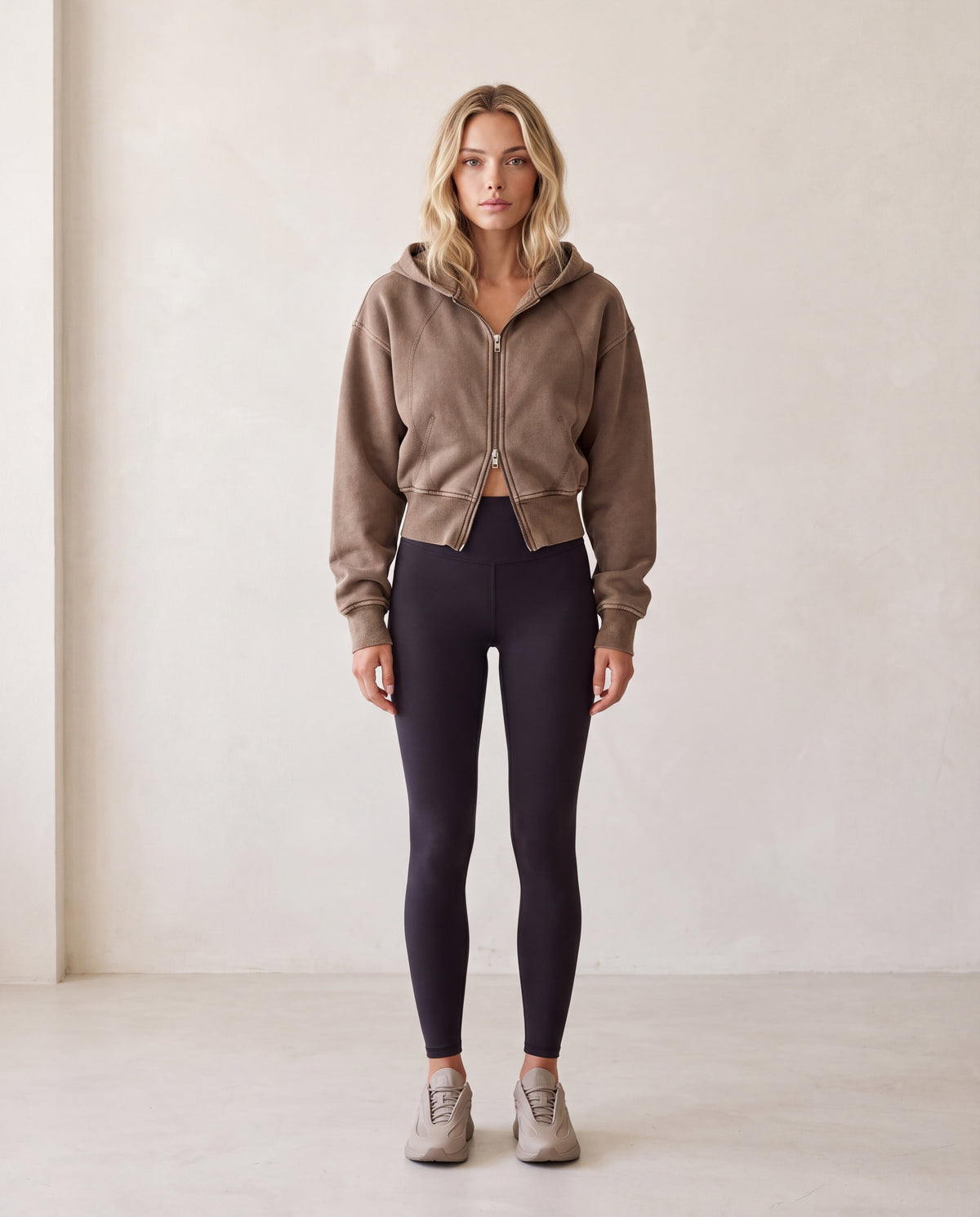 Vintage Washed Cropped Fleece Hoodie