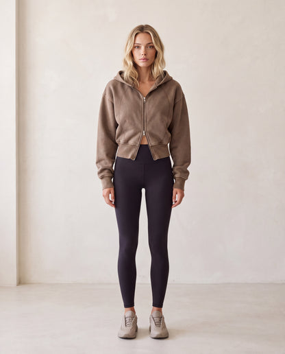 Vintage Washed Cropped Fleece Hoodie
