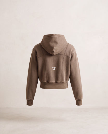 Vintage Washed Cropped Fleece Hoodie