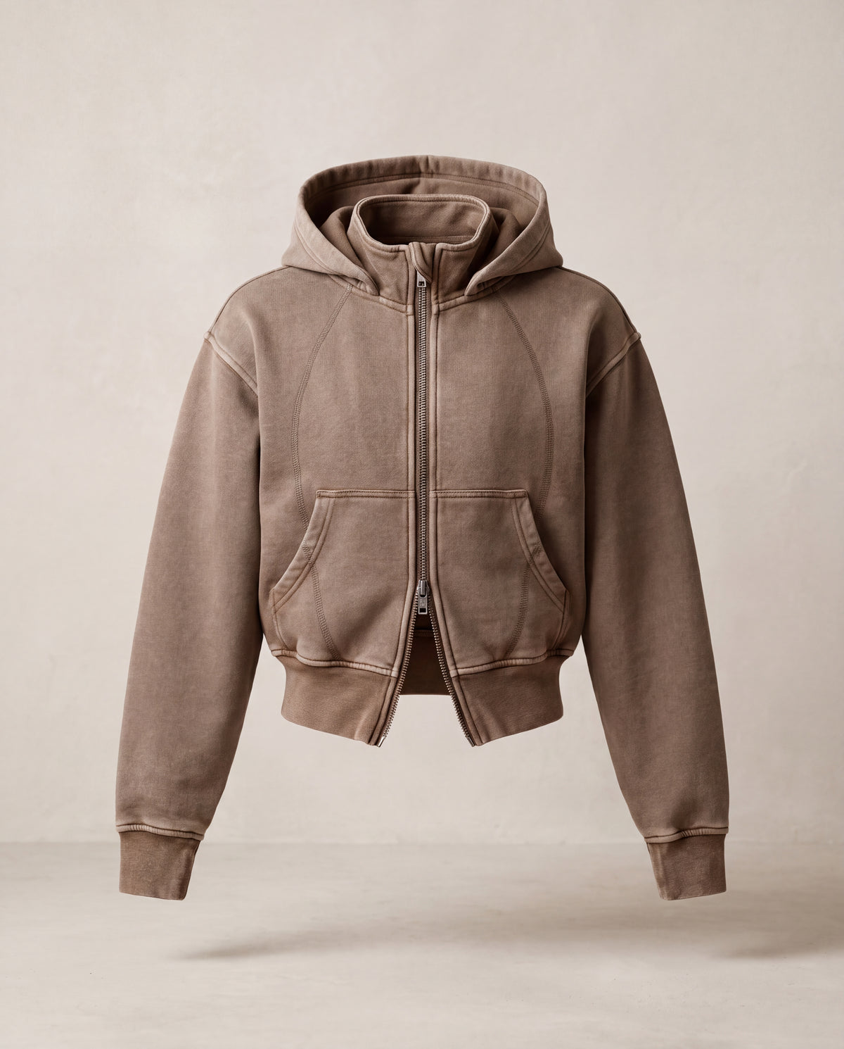 Vintage Washed Cropped Fleece Hoodie