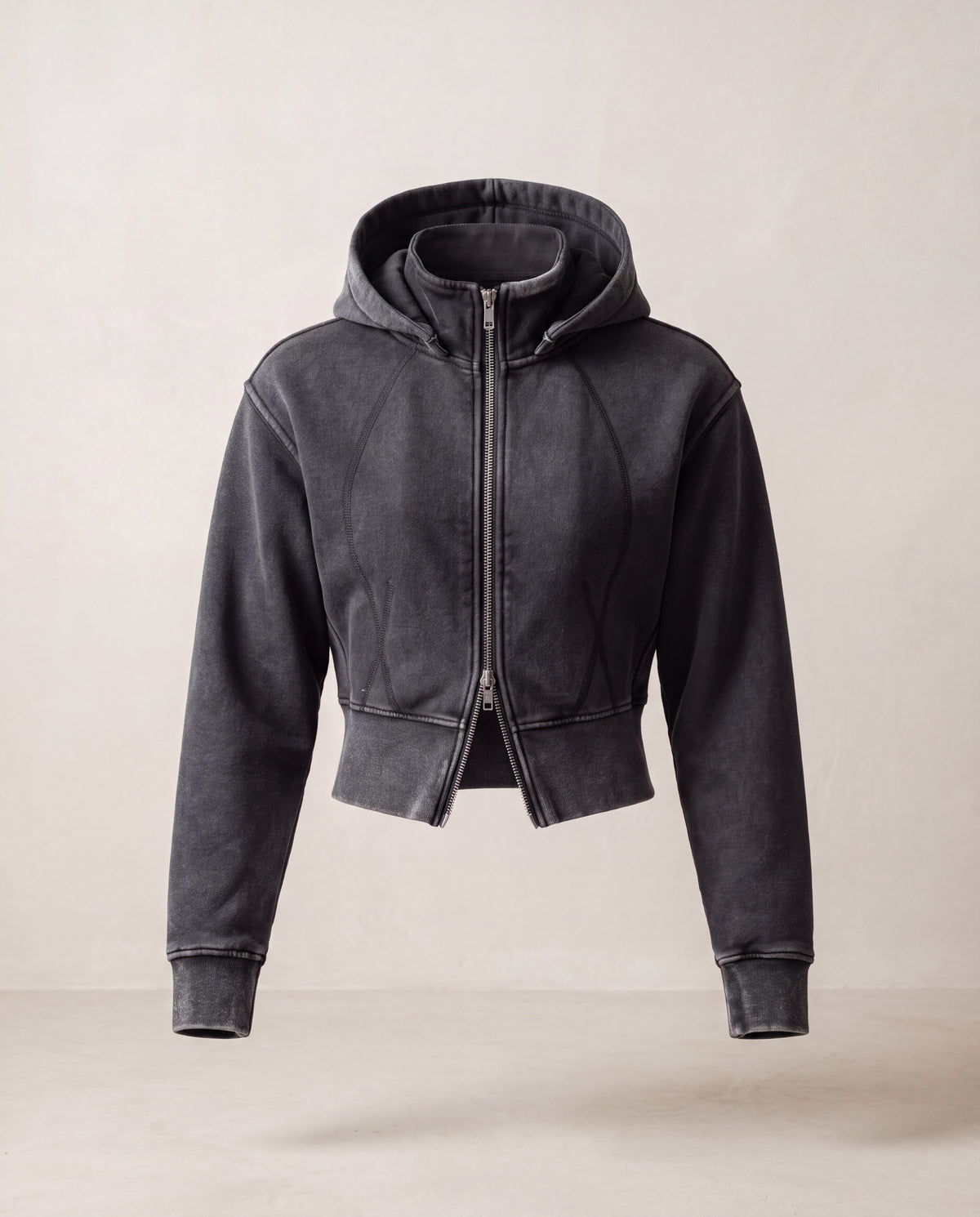 Vintage Washed Cropped Fleece Hoodie