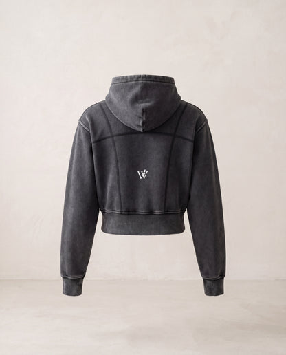Vintage Washed Cropped Fleece Hoodie