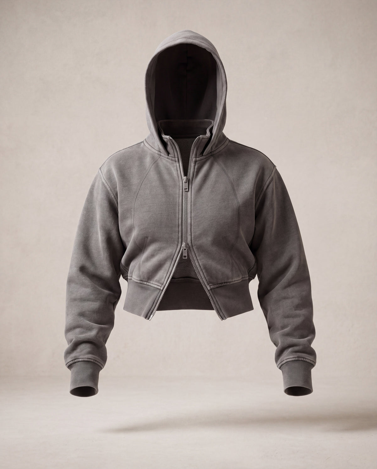 Vintage Washed Cropped Fleece Hoodie