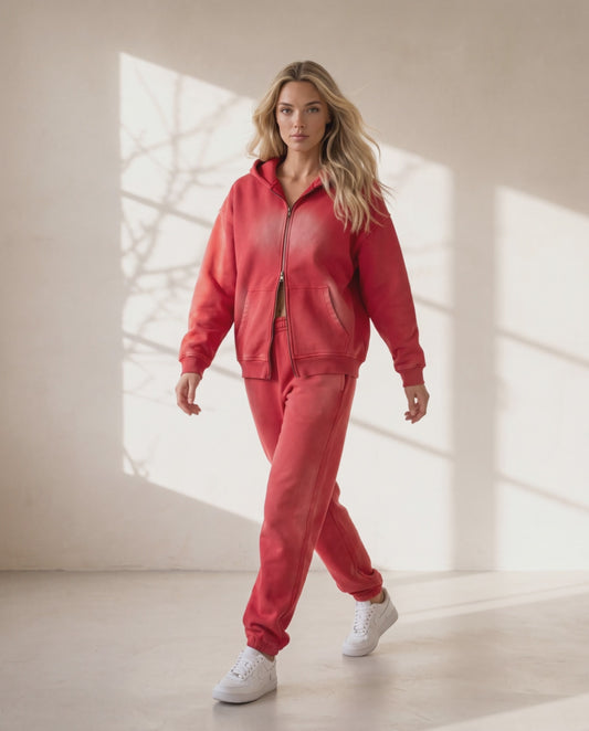 Sunfade Two-way Zipper Boxy Fleece Hoodie