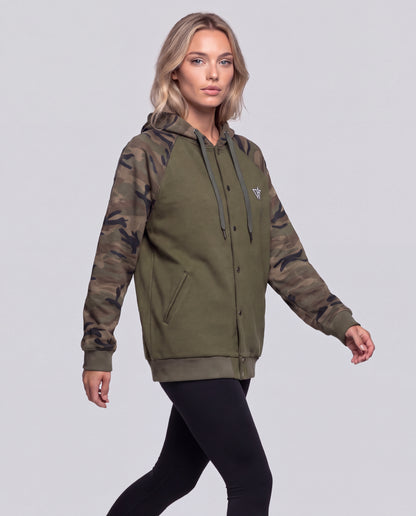 Unisex Camo-Splice Raglan Hoodie